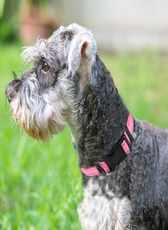 Joytale Reflective Dog Collar, Soft Neoprene Padded, Metal D-Ring, Nylon Pet Collar Adjustable for Medium Dogs, Pink, M - Image 2